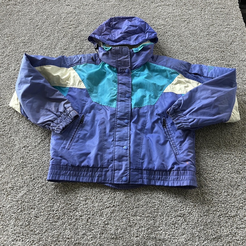 Vintage The North Face Ski Jacket Womens Medium Blue Hooded Full Zip Colorblock